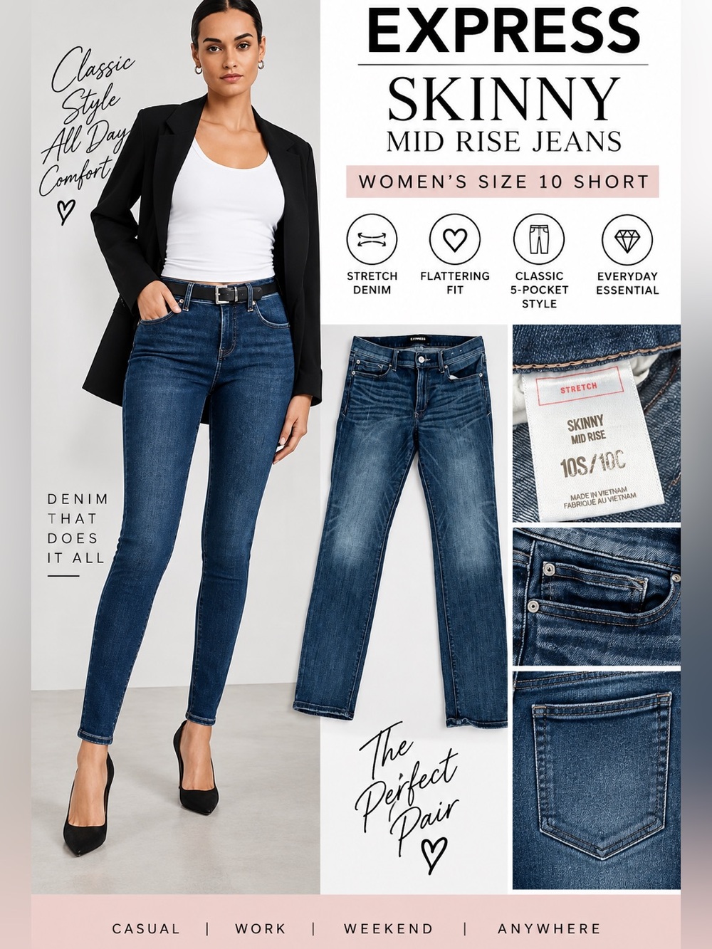$10 or 🆓 BUY ONE GET ONE FREE 🆓 Express Skinny Mid Rise Stretch Jeans